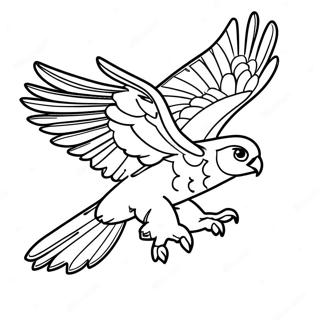 Page à colorier faucon majestueux en vol | Page de coloriage Faucon