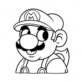Page à colorier de Mario avec un chapeau de Noël | Page de coloriage Mario Noël