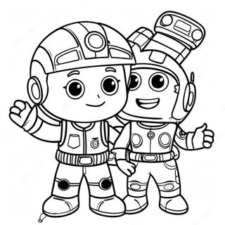 Page à colorier aventure de l'équipe Rivets rouillés | Page de coloriage Rivets Rouillés