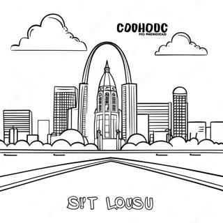 Page à colorier de la ligne d'horizon de St Louis | Page de coloriage St Louis