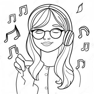 Page à colorier de Daria avec des notes de musique | Page de coloriage Chanson de Daria