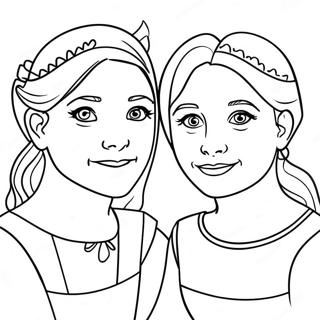 Page à colorier des trois sœurs | Page de coloriage Trois Sœurs