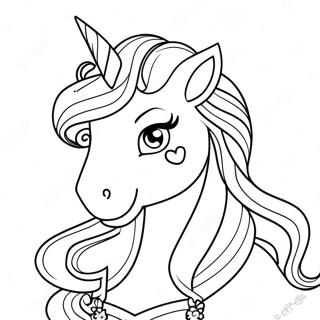 Page à colorier Princesse Licorne Étincelante | Page de coloriage Princesse Licorne