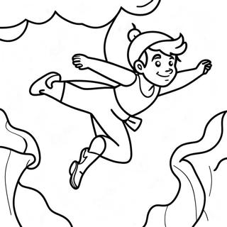 Page à colorier de Peter Pan volant au-dessus du Pays Imaginaire | Page de coloriage Pierre