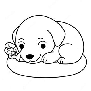 Page à colorier de chiot endormi | Page de coloriage Chiot endormi