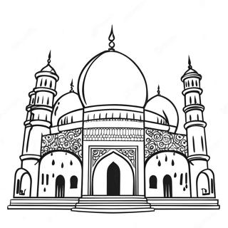 Page à colorier de la silhouette d'une belle mosquée | Page de coloriage Mosquée