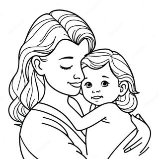 Page à colorier Maman et Bébé en câlin | Page de coloriage Maman et Bébé