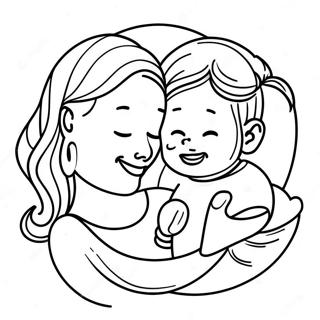 Page à colorier Maman et Bébé espiègle | Page de coloriage Maman et Bébé