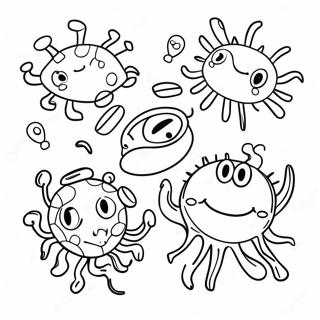 Page à colorier Personnages de virus colorés | Page de coloriage Covid