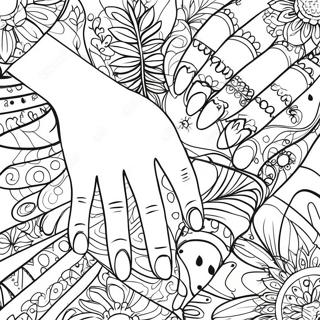 Page à colorier de designs de mains colorées | Page de coloriage Ongle de Main