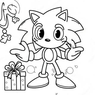 Page à colorier Sonic Noël | Page de coloriage Sonic Noël