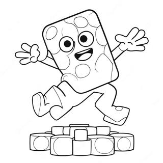 Page à colorier Q*bert Coloré en Train de Sauter | Page de coloriage Q*bert