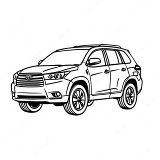 Page à colorier de la vue de face du Toyota Highlander | Page de coloriage Toyota Highlander