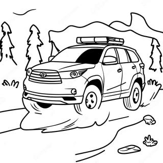 Page à colorier de l'aventure tout-terrain du Toyota Highlander | Page de coloriage Toyota Highlander