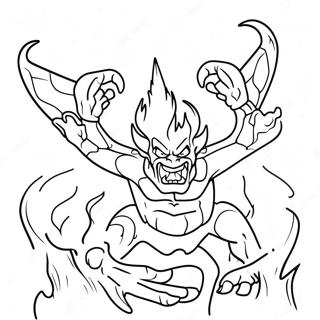 Page à colorier de démons enflammés | Page de coloriage Enfer