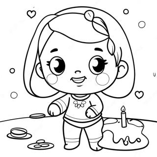 Page à colorier de Zoe mignonne jouant avec des amis | Page de coloriage Zoe