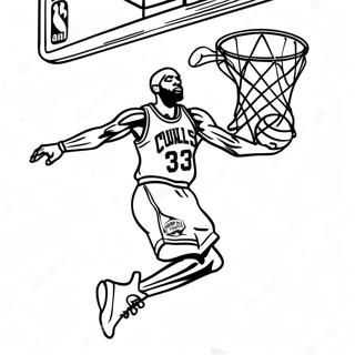 Page à colorier Joueur NBA dynamique en train de dunker | Page de coloriage Logo NBA