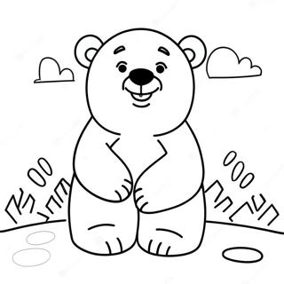 Page à colorier Mignon Ours Polaire dans la Neige | Page de coloriage Arctique