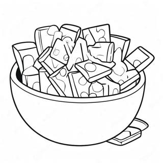Page à colorier de chips colorés dans un bol | Page de coloriage Chips