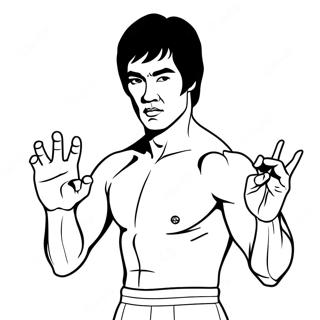 Page à colorier de Bruce Lee en action | Page de coloriage Bruce Lee