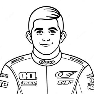 Page à colorier de Chase Elliott dans une voiture de course | Page de coloriage Chase Elliott