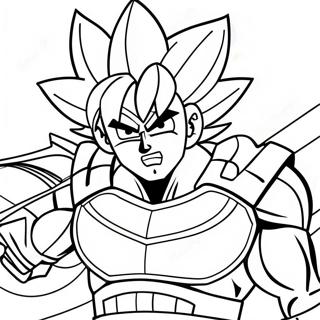 Page à colorier de Bardock en armure de bataille | Page de coloriage Bardock