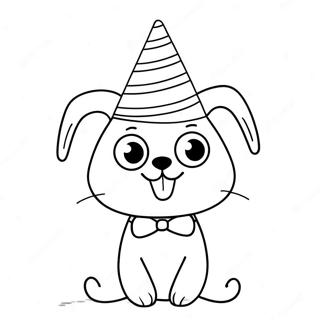Page à colorier de Lolbit mignon avec un chapeau de fête | Page de coloriage Lolbit