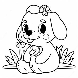 Page à colorier de Maggie mignonne avec une fleur | Page de coloriage Maggie