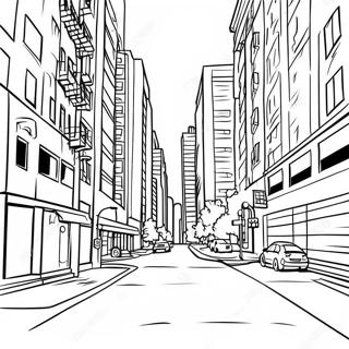 Page à colorier de paysage urbain de Gritty | Page de coloriage Gritty