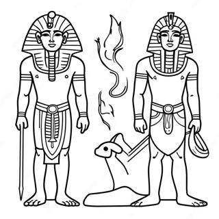 Page à colorier des dieux égyptiens | Page de coloriage Dieux Égyptiens