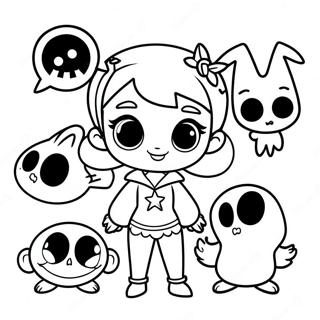 Page à colorier Vampirina avec des Amis Effrayants | Page de coloriage Vampirina