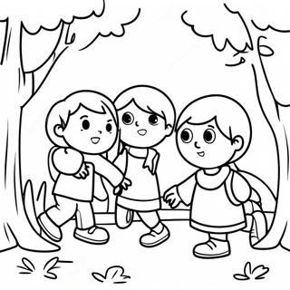 Page à colorier enfants joueurs de cache-cache | Page de coloriage Cache-cache