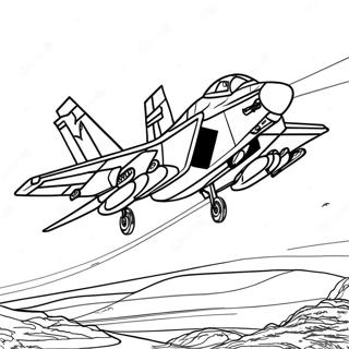 Page à colorier du F14 Tomcat en vol | Page de coloriage F14 Tomcat