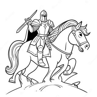 Page à colorier du redoutable chevalier noir à cheval | Page de coloriage Chevalier Noir