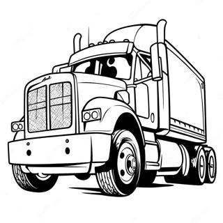 Page à colorier de grand camion Mack sur la route | Page de coloriage Voitures Mack