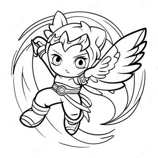 Page à colorier de Valkyrie Beyblade dynamique en action | Page de coloriage Valkyrie Beyblade