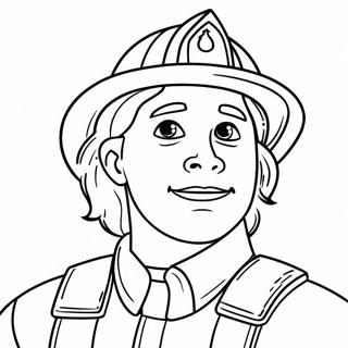Pompier courageux page à colorier | Page de coloriage Intervenant d'urgence