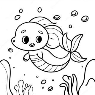 Page à colorier de Merpup nageant dans un océan coloré | Page de coloriage Merpup