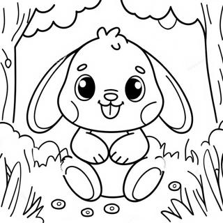 Page à colorier de bébé lapin heureux dans le jardin | Page de coloriage Bébé Lapin Mignon