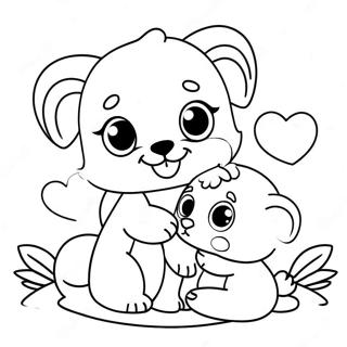 Page à colorier d'animaux mignons que j'aime | Page de coloriage Je t'aime bébé