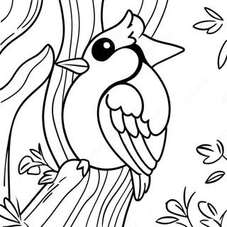 Page à colorier Pic coloré dans un arbre | Page de coloriage Pic vert