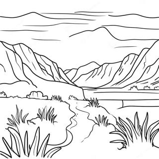 Page à colorier de paysage magnifique du Wyoming | Page de coloriage Wyoming