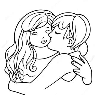 Page à colorier d'une étreinte chaleureuse entre amis | Page de coloriage Câlin