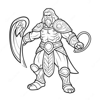 Page à colorier d'un gardien en bataille épique | Page de coloriage Destinée 2