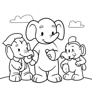 Page à colorier Babar et ses amis | Page de coloriage Babar