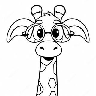 Page à colorier Melman Drôle avec des Lunettes | Page de coloriage Melman Madagascar