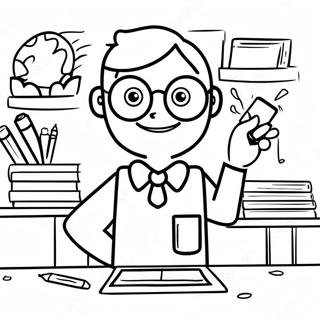 Page à colorier Professeur Drôle en Classe | Page de coloriage Classe de Dingo