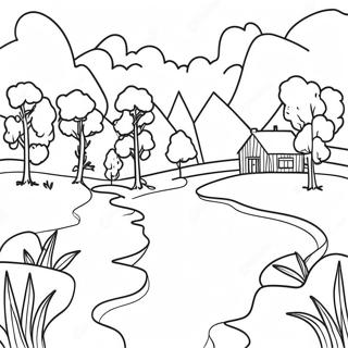Page à colorier de Paysage Scandinave | Page de coloriage Scandinave