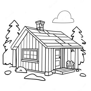 Page à colorier de Cabane Scandinave Conviviale | Page de coloriage Scandinave