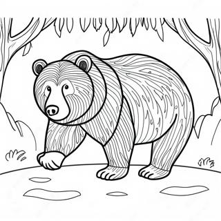 Page à colorier d'un ours grizzly majestueux | Page de coloriage Ours réaliste